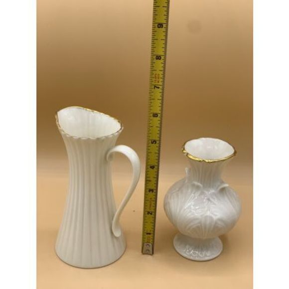 2 VINTAGE USA LENOX FINE CHINA GOLD TRIM SPECIAL VASES AND Pitcher - Picture 2 of 8